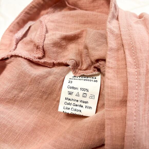 SHEIN Pink Wrap Side Tie Mini Skirt Tie Front 100% Cotton Women’s Size Medium - Picture 5 of 6